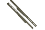 Two olive-drab metal mounting rails with multiple elongated slots and screw holes.